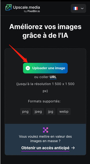 Importer l'image dans Upscale.media