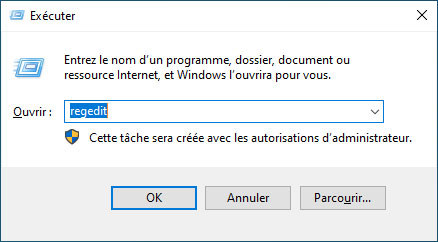 Exécuter Regedit sur ordinateur