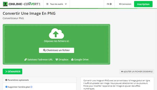 Online-Convert Convertir les images en PNG