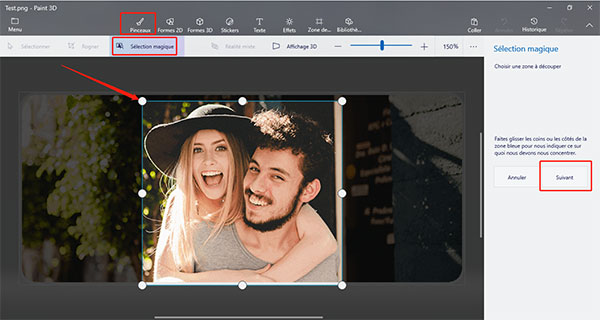 Sélectionner l'outil Sélection magique dans Paint 3D