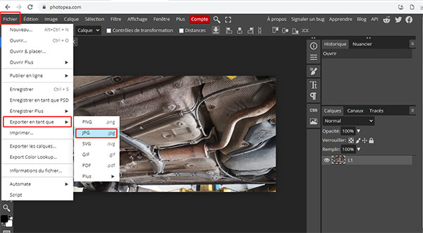 Exporter en tant que JPG dans Photopea
