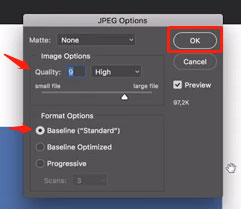 Les options de JPG dans Photoshop