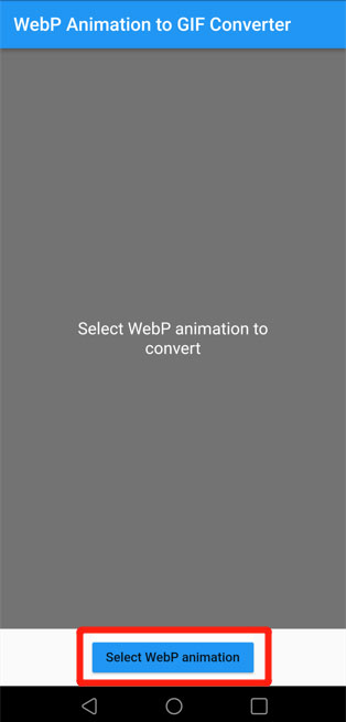 Ouvrir WebP Animation to GIF Converter et importer le fichier