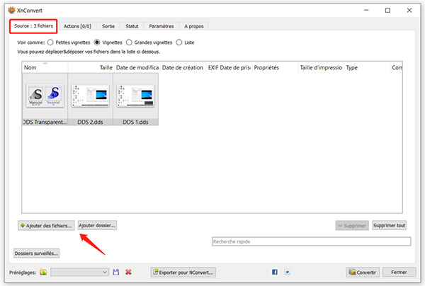 Ajouter des fichiers DDS dans XnConvert