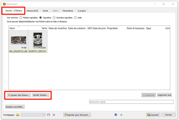 Importer les fichiers dans XnConvert