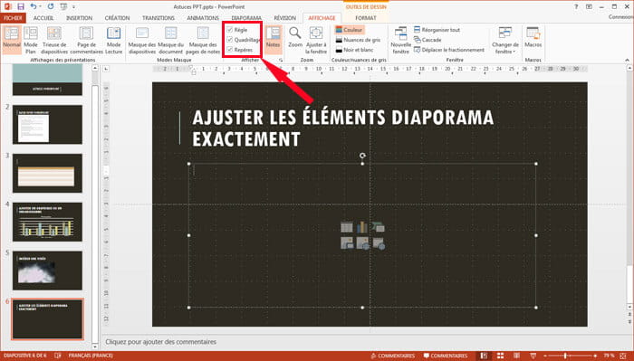 Ajuster les éléments diaporama exactement