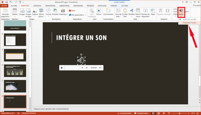 Intégrer un son à votre présentation diaporama