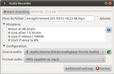 Audio Recorder d'Ubuntu