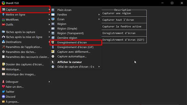 Capture vidéo avec ShareX