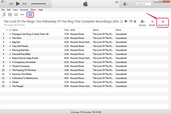 Importer une piste audio de CD dans la bibliothèque iTunes