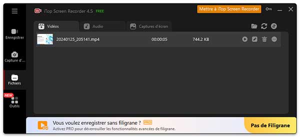 Enregistrer la video avec iTop Screen Recorder 