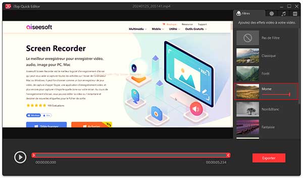 Exporter la video avec iTop Screen Recorder