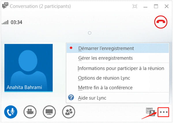 Démarrer l'enregistrement de Lync