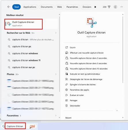 L'outil Capture d'écran de Windows