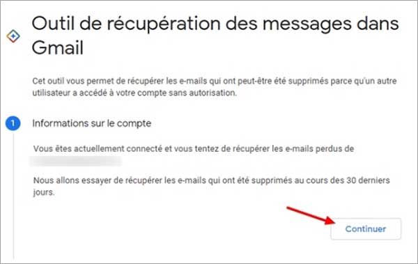 Outil de récupération des messages dans Gmail