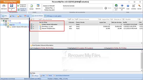 Récupération de fichiers avec Recover My Files