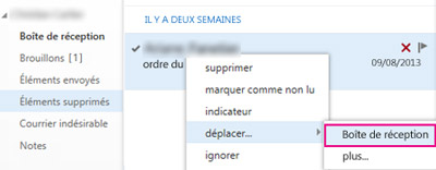 Récupérer des éléments supprimés Outlook