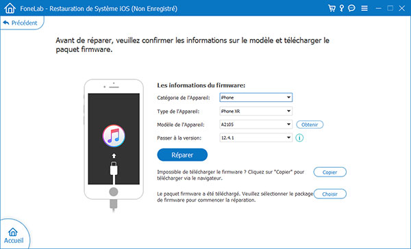 Choisir la version du firmware