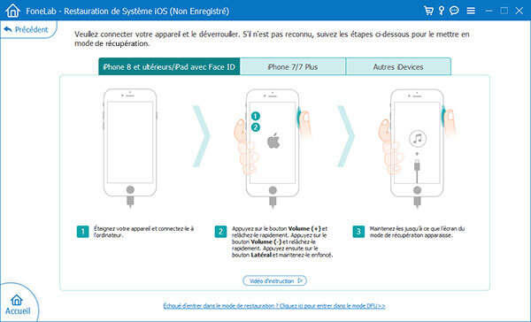 Faire iPhone désactivé entrer dans le mode de restauration