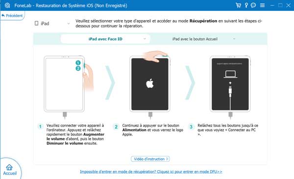 Mettre l'appareil en mode de récupération