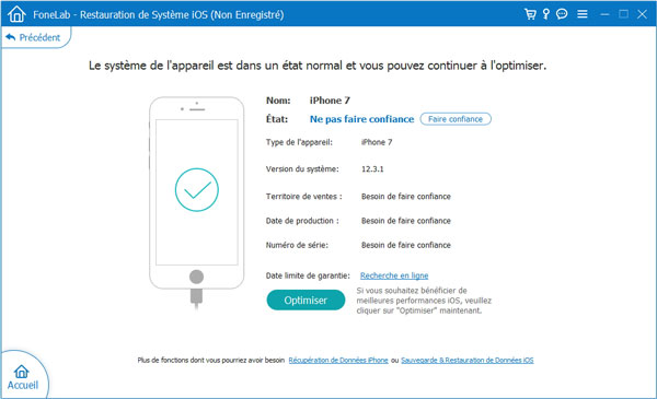 Informations de l'iPhone