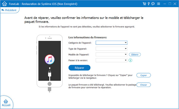 Sélectionner le modèle iPod