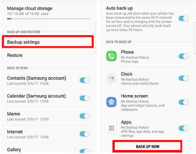 Sauvegarder des données par Samsung Cloud