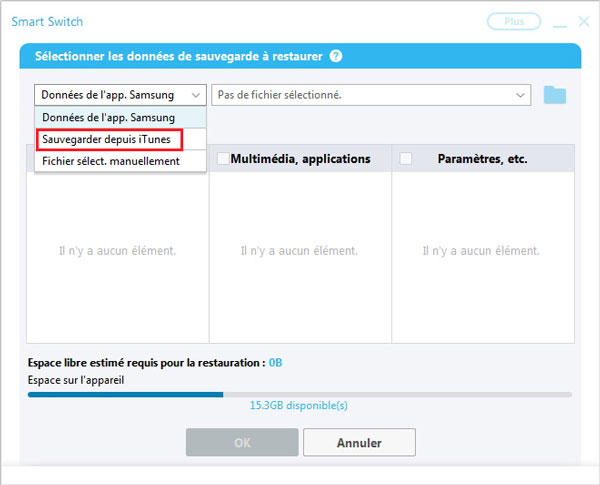 Restaurer Samsung depuis iTunes