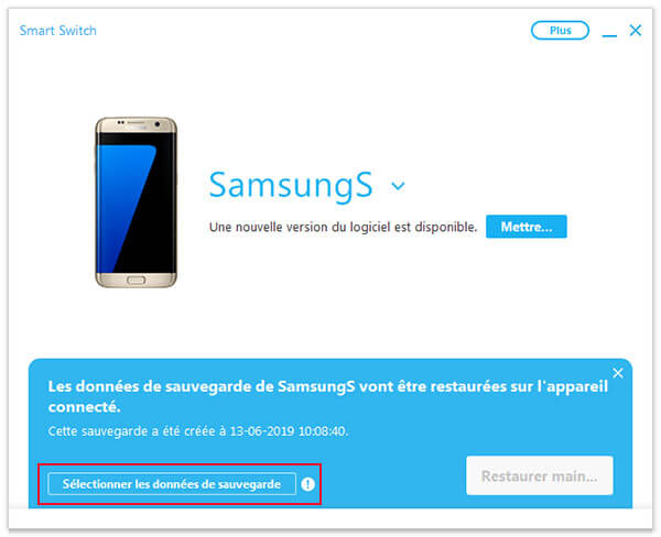Restaurer les données PC vers Samsung