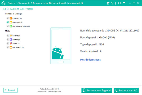 Restaurer les données sauvegardées de Xiaomi