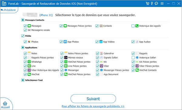 Sélectionner les types de données