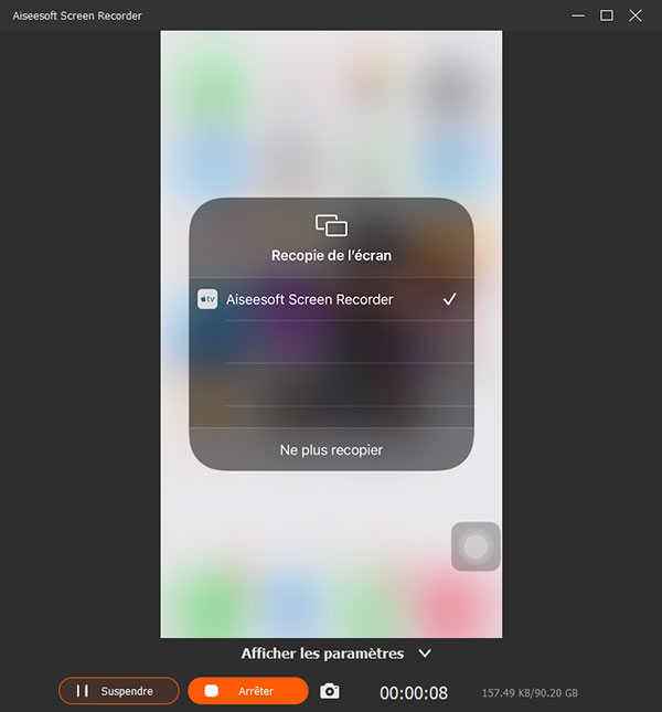 L'interface de Screen Recorder