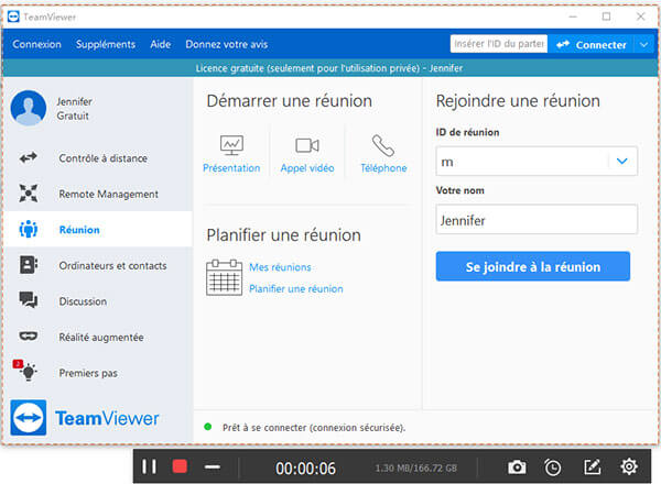 Enregistrer la réunion TeamViewer