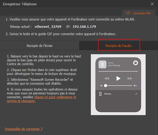 Recopie de l'audio iOS