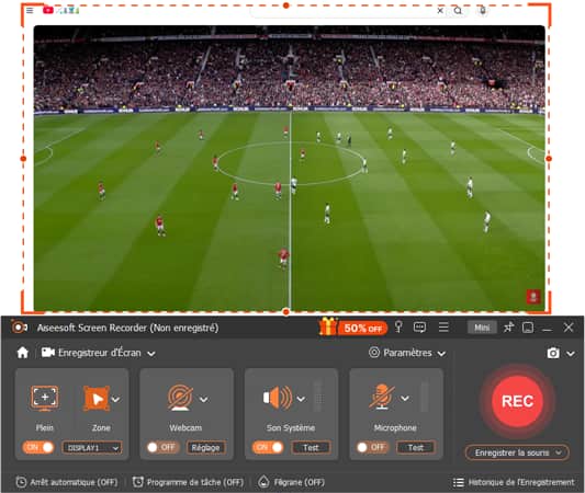 Régler la zone d'enregistrement