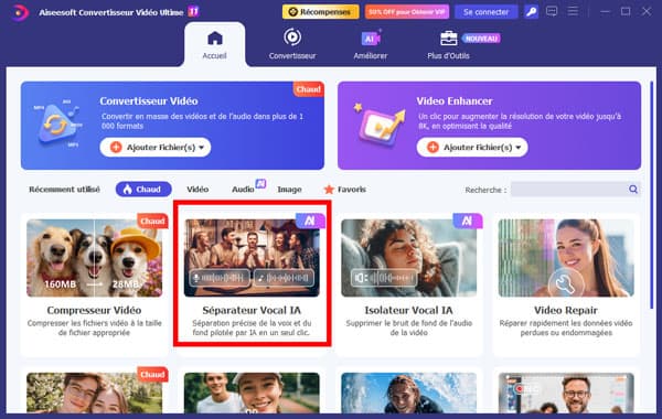 Choisir Séparateur Vocal IA dans Aiseesoft Convertisseur Vidéo Ultime