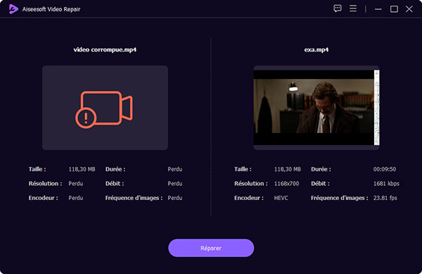 Réparer la vidéo