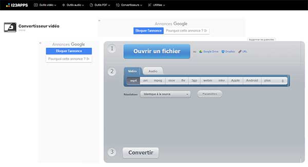 123apps : Convertisseur vidéo