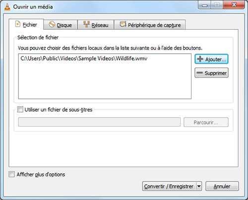 Ajouter un fichier VLC