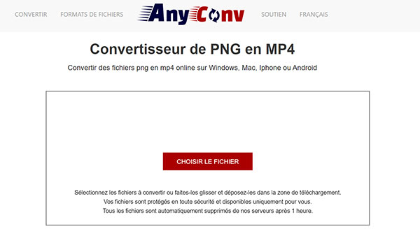 Convertir PNG en MP4 avec AnyConv