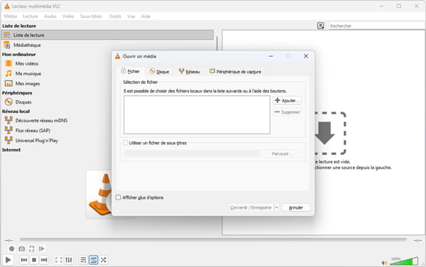 Charger le fichier au VLC