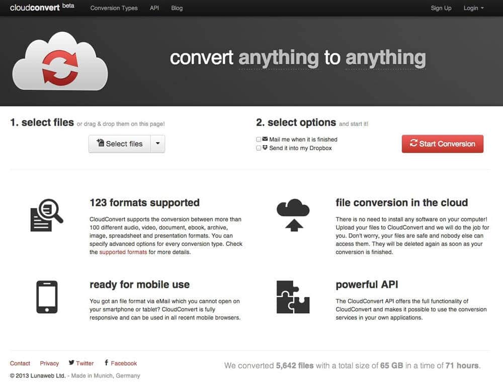 Convertir MTS en MP3 sur CloudConvert 