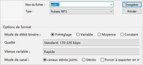 Compresser les fichers avec Audacity