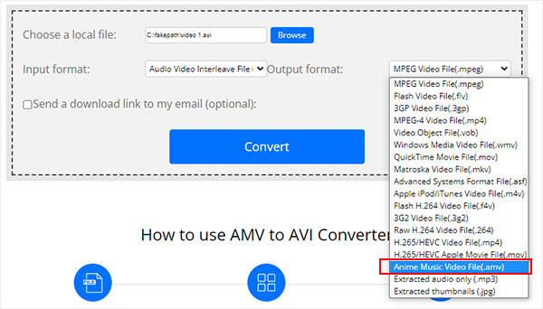 Convertir un fichier AVI en AMV avec ConvertFiles