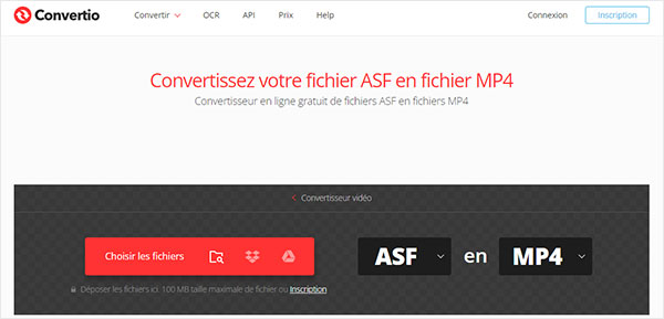 Convertir ASF en MP4 avec Convertio