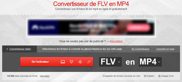 Convertio - Convertir FLV en MP4