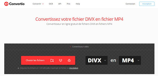 Convertir DIVX en MP4 avec Convertio