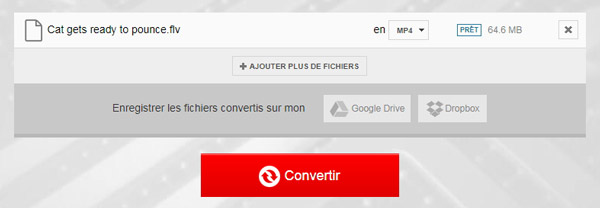 Ajouter des fichiers FLV dans Convertio