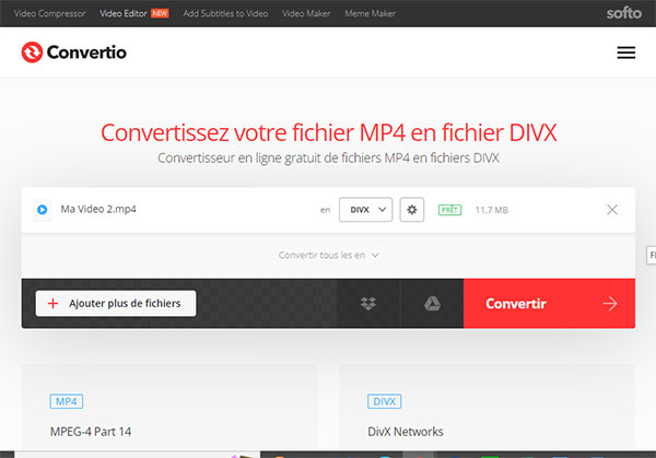 Convertio.co - Convertir MP4 en DIVX