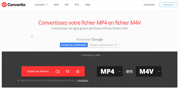 Convertir MP4 en M4V avec AnyConv